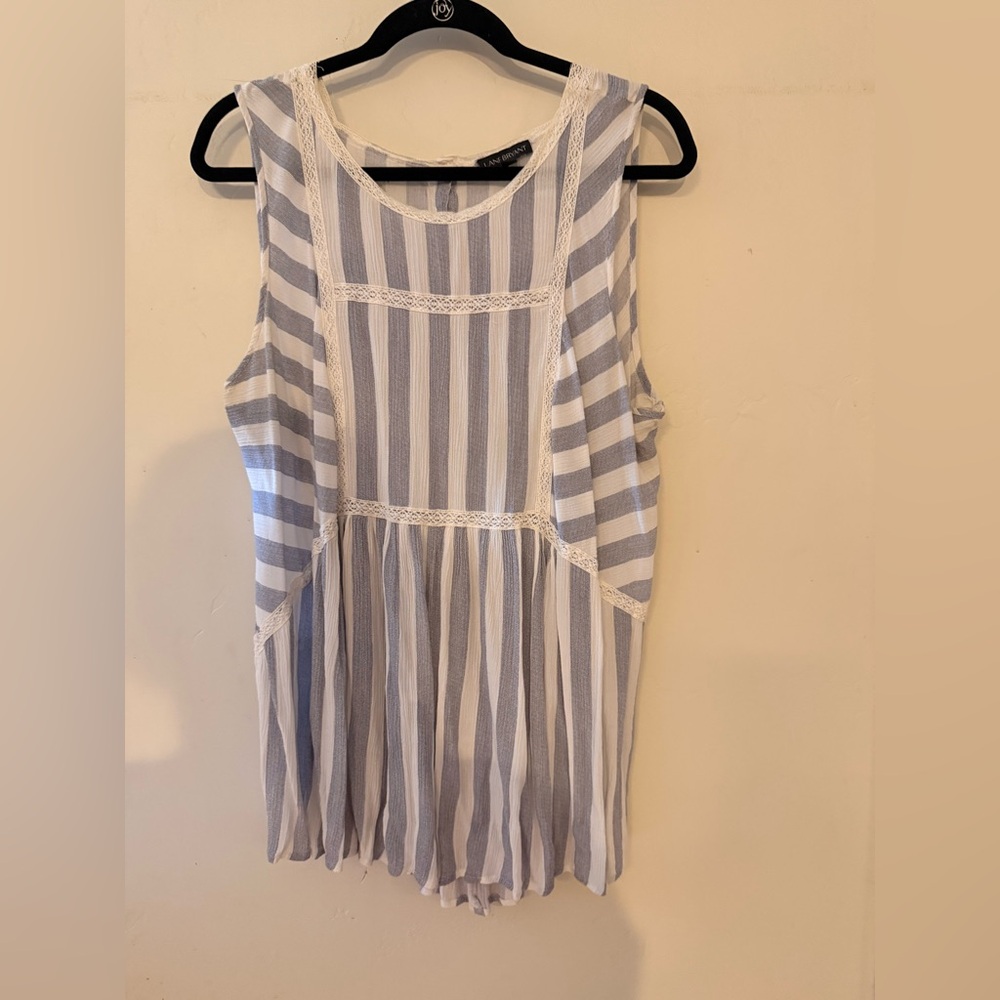 Lane Bryant White and Gray Striped Top